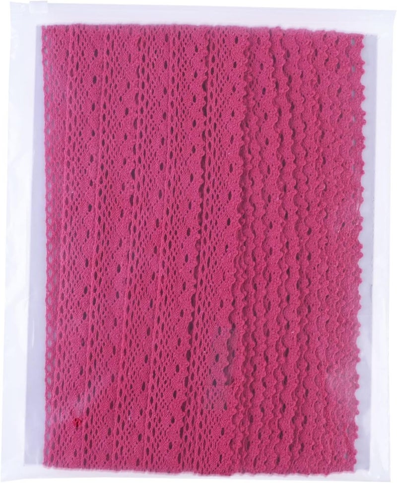 DYSHIPEN 20 Yards x 1 Inch Lace Ribbon Vintage Lace Trim Crochet Cotton Lace Edge for Christmas Package DIY Sewing Wedding Bridal Dress,Costume,Crafts and Sewing (Rose Red) - Image 3